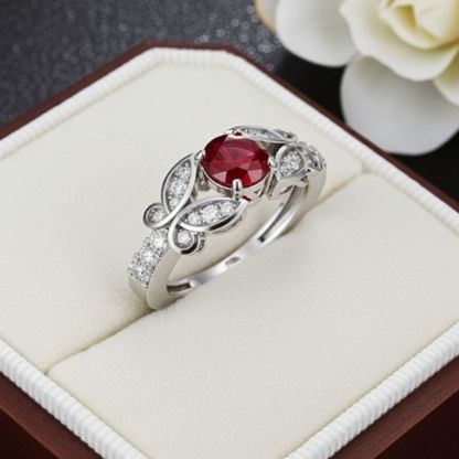 Sotiya Customizable 12 Birthstone Butterfly Round Cut Engagement Ring Sterling Silver