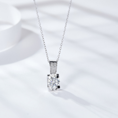 Sotiya Round Cut Moissanite Necklace Sterling Silver-Sotiya