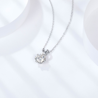 Sotiya Classic Snowflake Round Cut Moissanite Necklace Sterling Silver-Sotiya