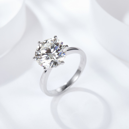 Sotiya Simple Solitaire Round Cut Moissanite Engagement Ring Sterling Silver-Sotiya