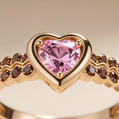 Sotiya Pink Heart Cut Coffee Engagement Ring Sterling Silver-Sotiya