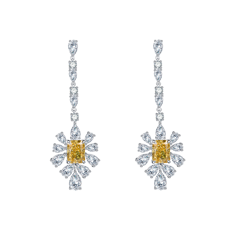 Sotiya Radiant Cut Snowflake Cluster Chandelier Earrings High-carbon Zircon Sterling Silver-Sotiya