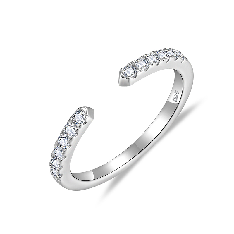 Sotiya Modern Open Round Cut Moissanite Women's Wedding Ring Sterling Silver-Sotiya