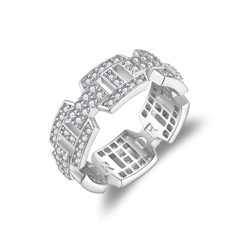 Sotiya Pave Chain Moissanite Women's Wedding Ring Sterling Silver-Sotiya