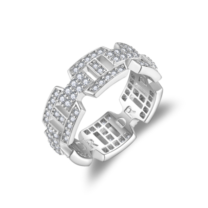 Sotiya Pave Chain Moissanite Women's Wedding Ring Sterling Silver-Sotiya