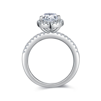 Sotiya Halo Pear Cut Moissanite Engagement Ring Sterling Silver-Sotiya