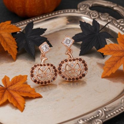 Sotiya Pumpkin Skull Inspired Coffee Drop Earrings Sterling Silver-Sotiya