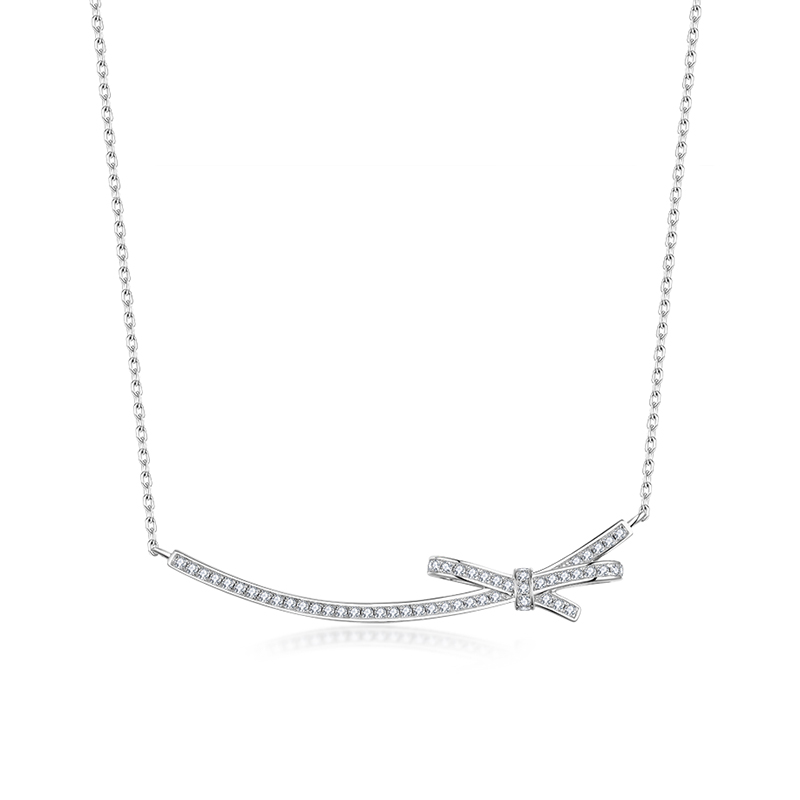 Sotiya Love Knot Moissanite Necklace Sterling Silver-Sotiya