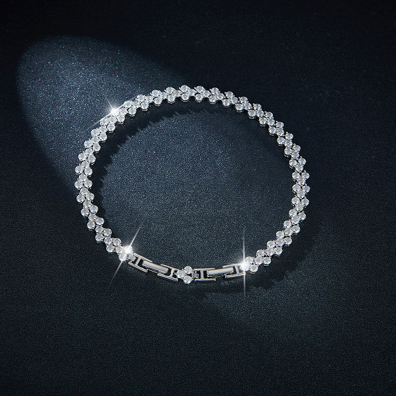 Sotiya Shining Round Cut Moissanite Tennis Bracelet Sterling Silver-Sotiya