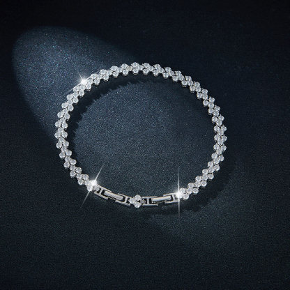 Sotiya Shining Round Cut Moissanite Tennis Bracelet Sterling Silver-Sotiya
