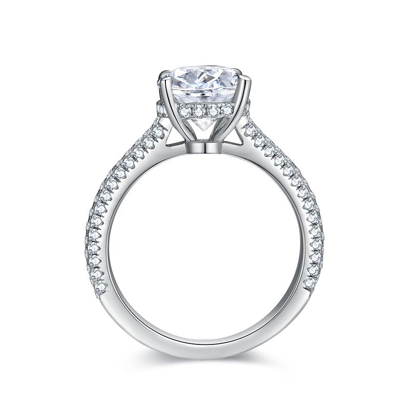 Sotiya Cathedral Hidden Halo Oval Cut Moissanite Engagement Ring Sterling Silver-Sotiya