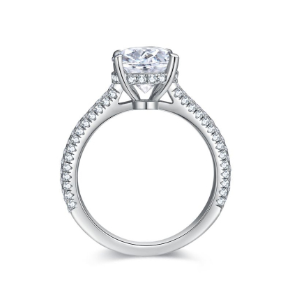 Sotiya Cathedral Hidden Halo Oval Cut Moissanite Engagement Ring Sterling Silver-Sotiya