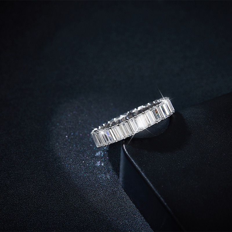 Sotiya Emerald Cut Moissanite Eternity Ring Sterling Silver-Sotiya