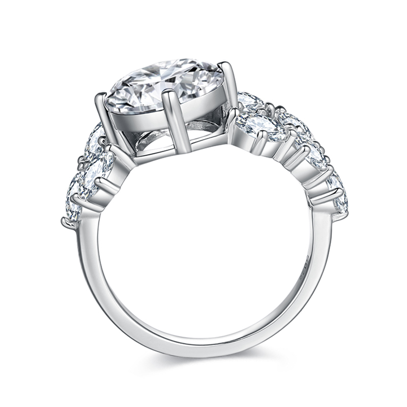 Sotiya Round Cut Moissanite Cluster Ring Sterling Silver-Sotiya