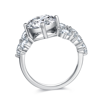 Sotiya Round Cut Moissanite Cluster Ring Sterling Silver-Sotiya