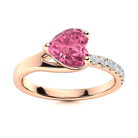 Sotiya Split Shank Hot Pink Heart Cut Engagement Ring Sterling Silver-Sotiya