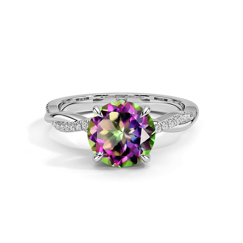Sotiya Round Cut Twist Rainbow Mystic Quartz Engagement Ring Sterling Silver-Sotiya