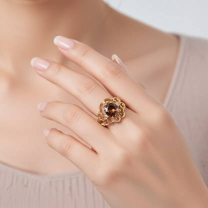 Sotiya Rococo Oval Cut Coffee Engagement Ring Sterling Silver-Sotiya