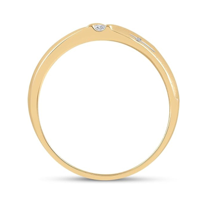 Sotiya Yellow Gold Round Cut Cross Faith Band Men's Wedding Ring Sterling Silver-Sotiya