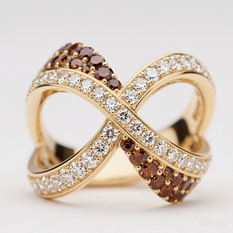 Sotiya Cross Knot Coffee Cocktail Ring Sterling Silver-Sotiya