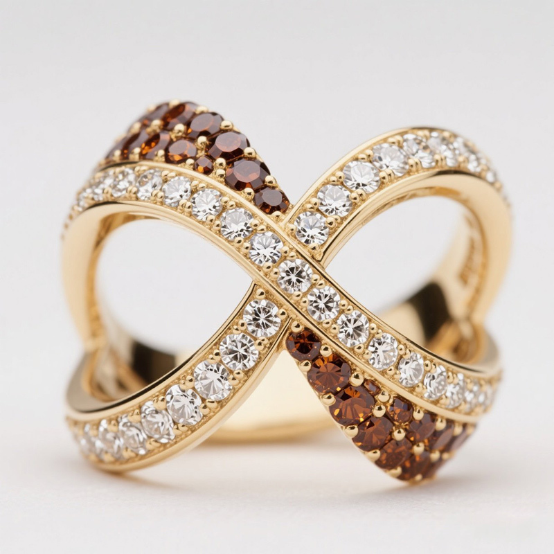 Sotiya Cross Knot Coffee Cocktail Ring Sterling Silver-Sotiya