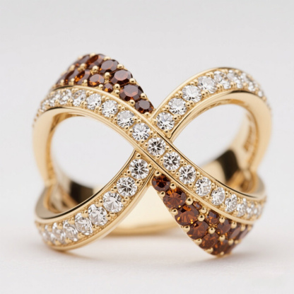 Sotiya Cross Knot Coffee Cocktail Ring Sterling Silver-Sotiya