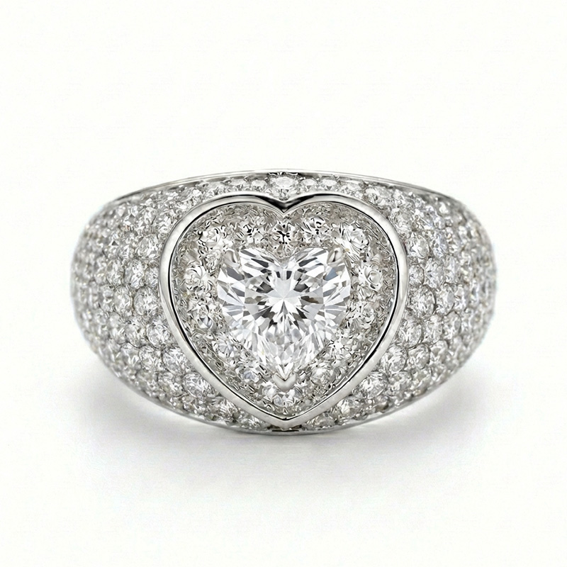 Sotiya Halo Heart Cut Gradient Micro Pave Coffee Engagement Ring Sterling Silver-Sotiya