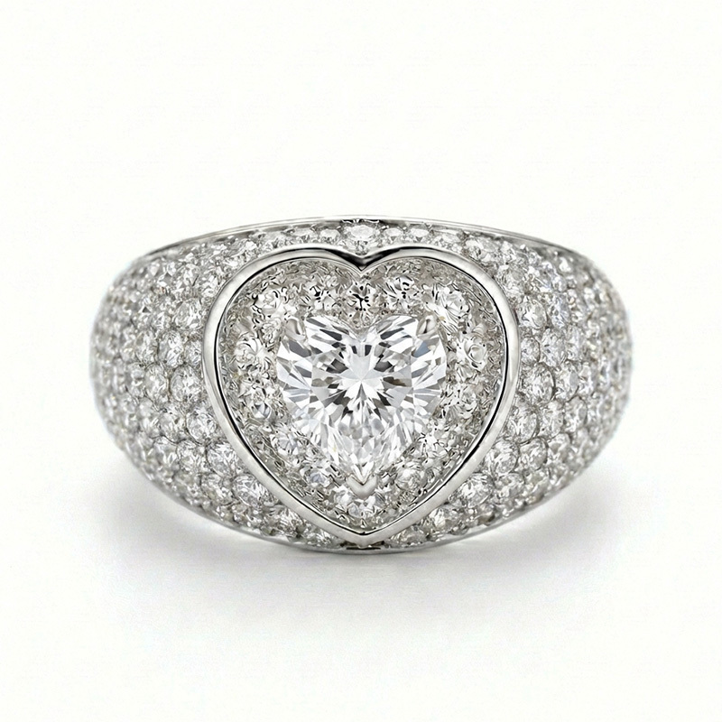 Sotiya Halo Heart Cut Gradient Micro Pave Coffee Engagement Ring Sterling Silver-Sotiya