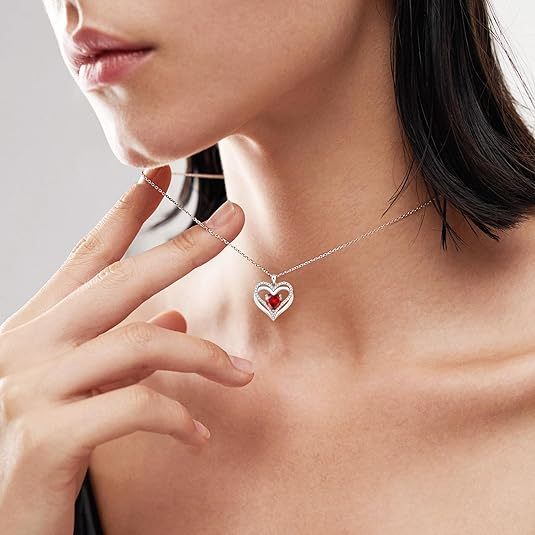 Sotiya 12 Birthstones Intertwined Heart Cut Necklace Sterling Silver-Sotiya