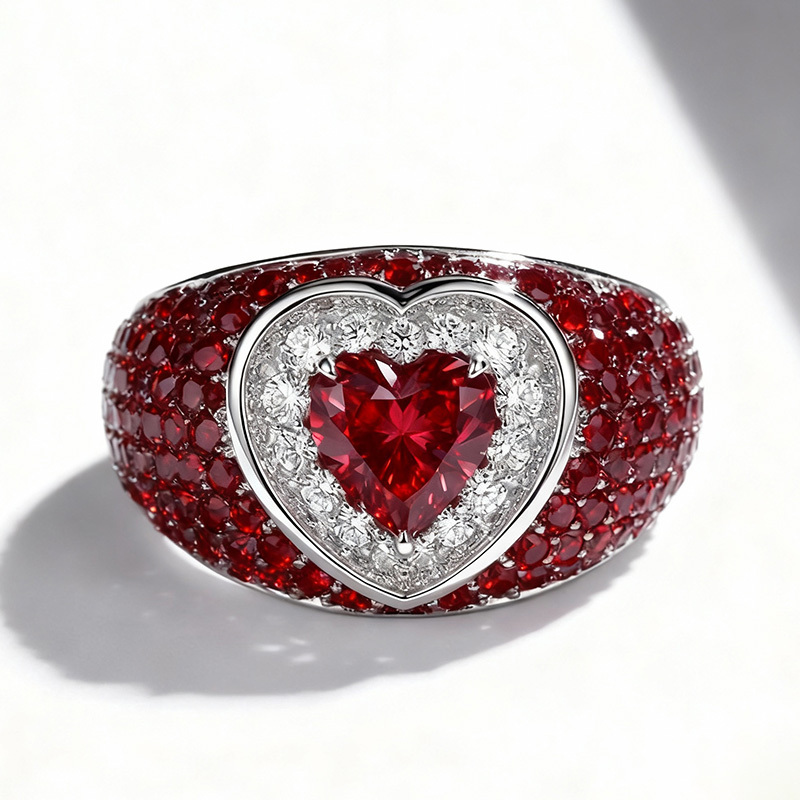 Sotiya Halo Heart Cut Gradient Micro Pave Coffee Engagement Ring Sterling Silver-Sotiya