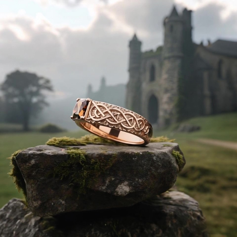 Sotiya Best Buds Princess Inspired Celtic Knot Design Coffee Cushion Cut Engagement Ring Sterling Silver-Sotiya