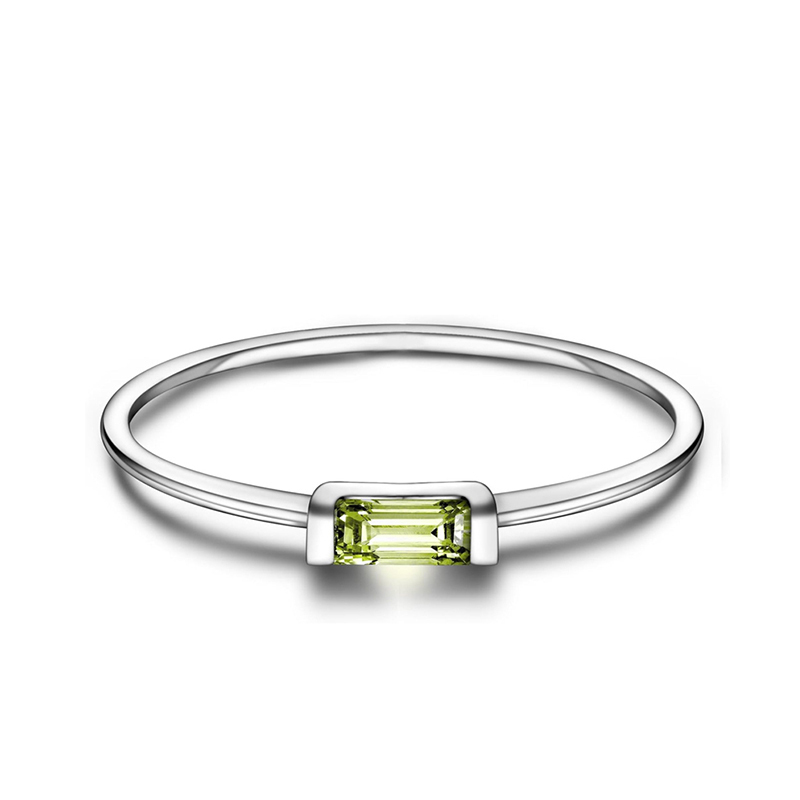 Sotiya 12 Birthstones Emerald Cut Stackable Ring Sterling Silver-Sotiya