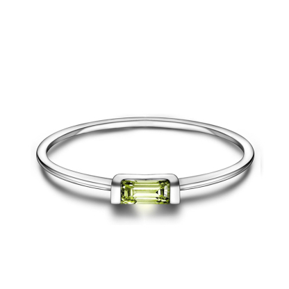 Sotiya 12 Birthstones Emerald Cut Stackable Ring Sterling Silver-Sotiya