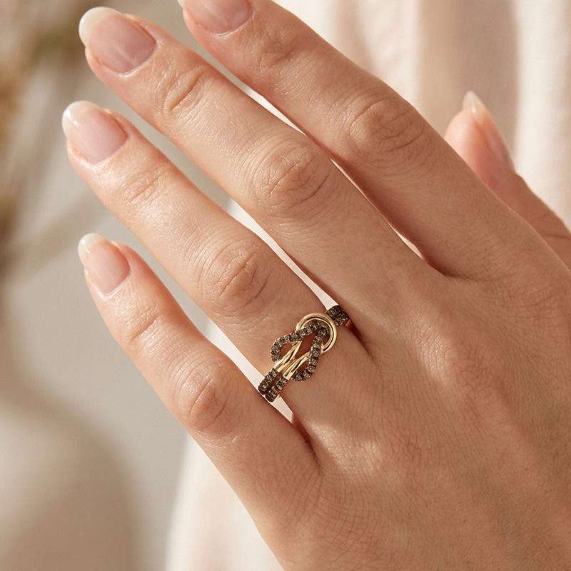 Sotiya Intertwined Infinity Knot Coffee Women's Wedding Ring Band Sterling Silver-Sotiya