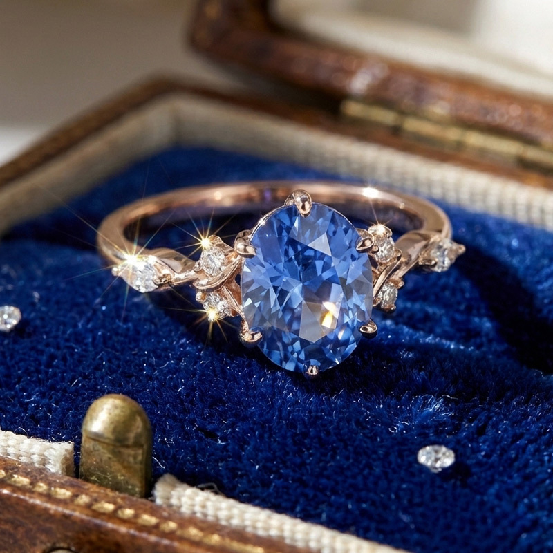 Sotiya Twisted Vine Aquamarine Blue Oval Fantasy Starbrite Cut Engagement Ring Sterling Silver-Sotiya