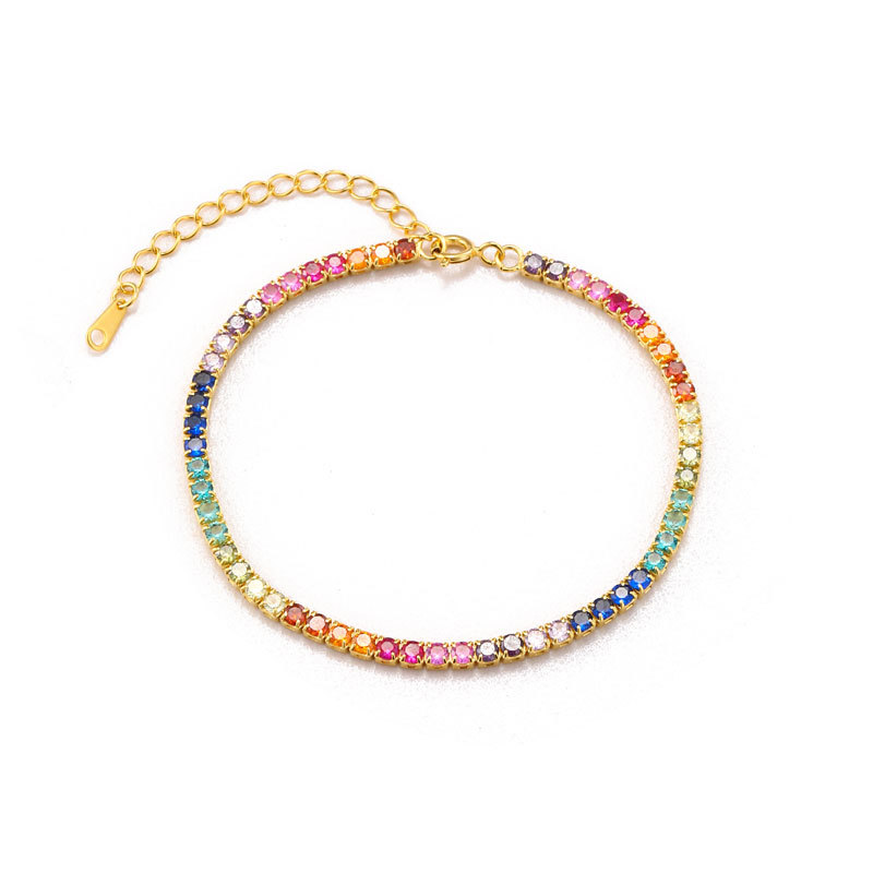 Sotiya Rainbow Round Cut Multi Colored Tennis Bracelet Sterling Silver