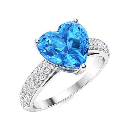 Sotiya Customizable 12 Birthstone Curved Pave Heart-Cut London Blue Topaz Engagement Ring Sterling Silver-Sotiya