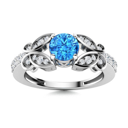 Sotiya Customizable 12 Birthstone Butterfly Round Cut Engagement Ring Sterling Silver