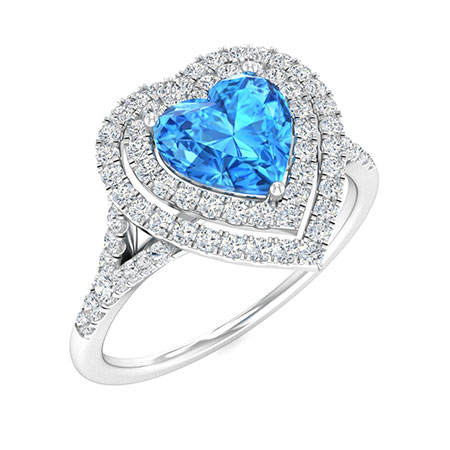 Sotiya Customizable 12 Birthstone Double Halo Heart Cut Engagement Ring Sterling Silver