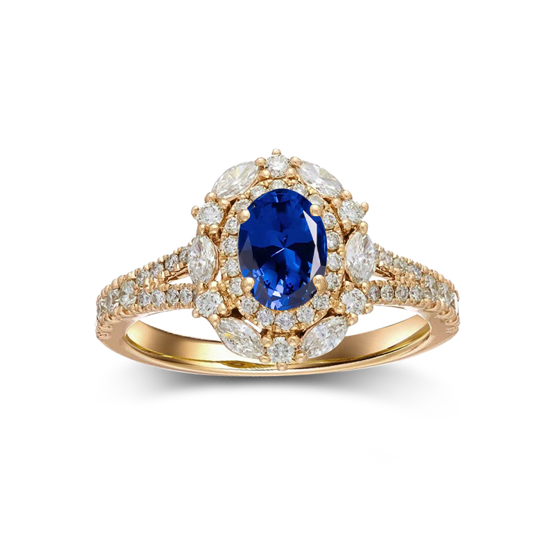 Sotiya Princess Diana Inspired Cathedral Halo Oval Cut Engagement Ring Sterling Silver-Sotiya