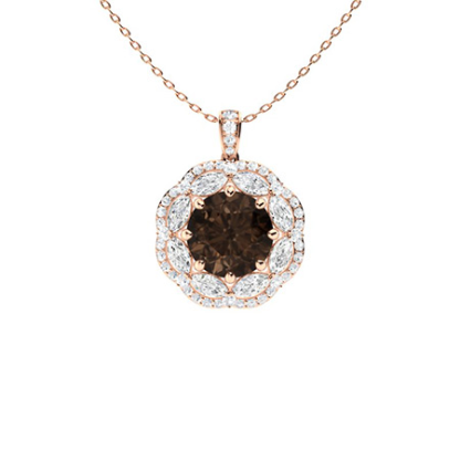 Sotiya Coffee Round Cut Gorgeous Kaleidoscope Design Double Halo Necklace Sterling Silver-Sotiya