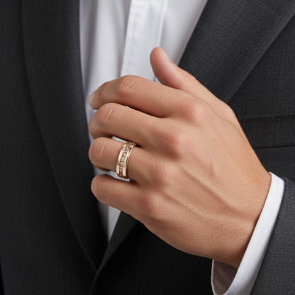 Sotiya Fancy Round Cut Coffee Men's Wedding Ring Eternity Band 14k Rose Gold Sterling Silver-Sotiya