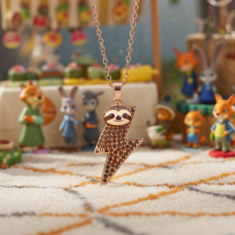 Sotiya Animal City Sloth Inspired Lightning Coffee Necklace-Sotiya