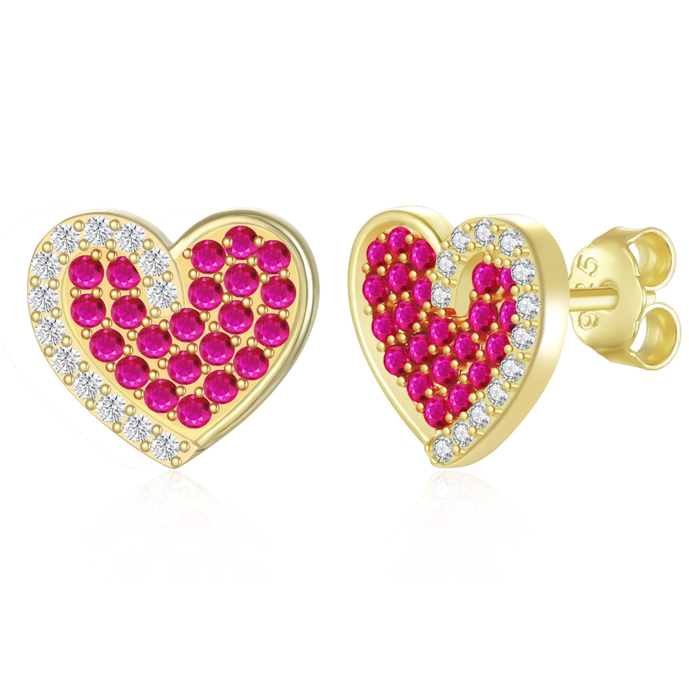 Sotiya Halo Heart Hot Pink Stud Earrings Sterling Silver-Sotiya