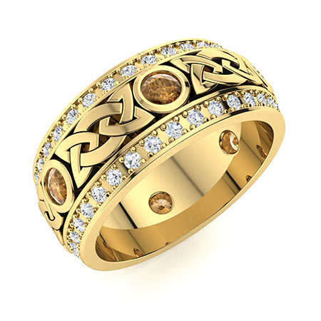 Sotiya Vintage Celtic Knot Round Cut Coffee Unisex Eternity Ring Sterling Silver