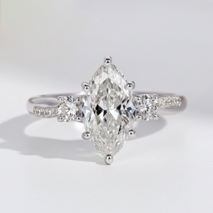 Sotiya Marquise Cut Three Stone Twist Engagement Ring Sterling Silver