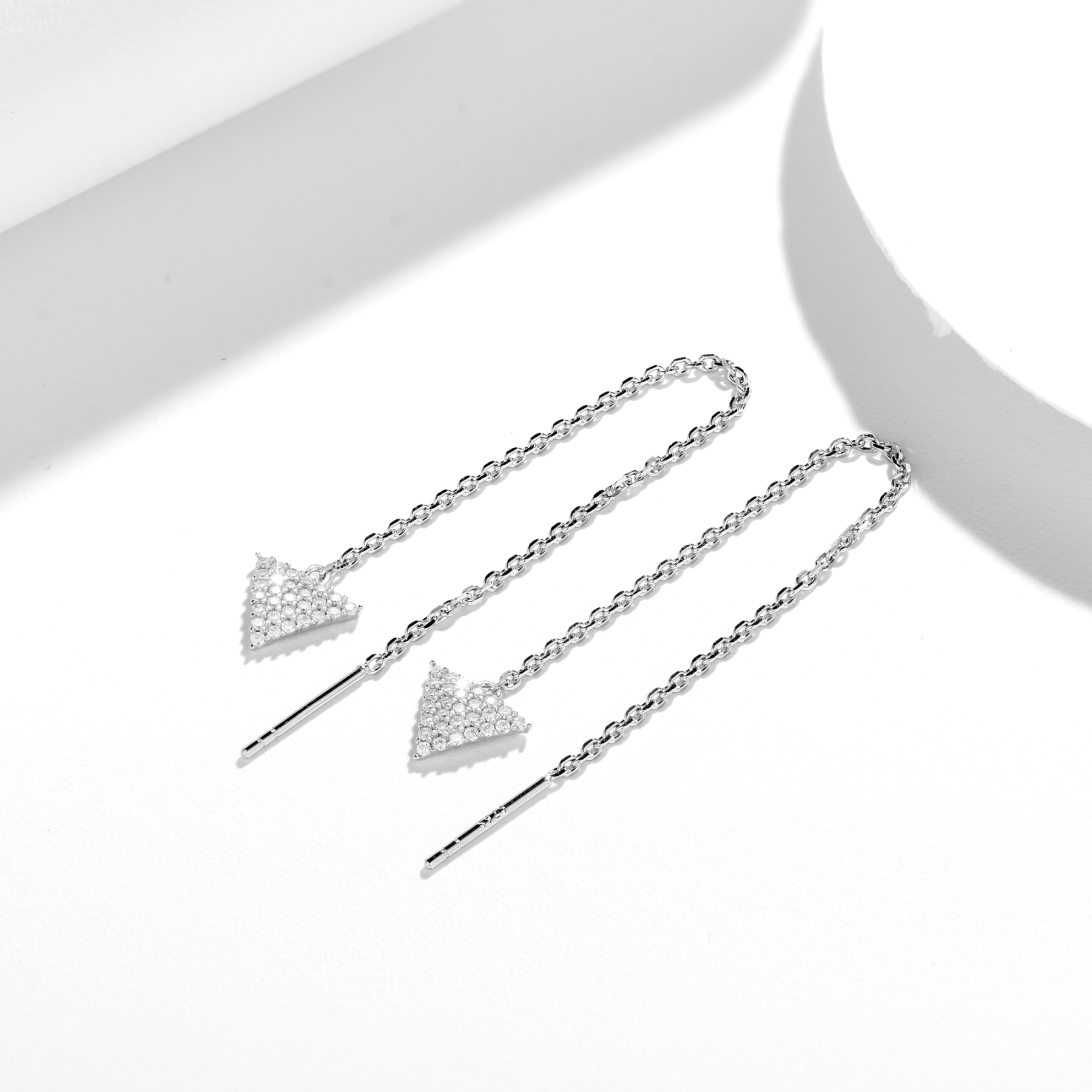 Sotiya Triangle Design Moissanite Threader Earrings Sterling Silver-Sotiya