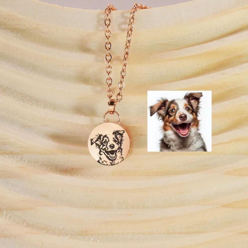 Sotiya Pet Photo Engraved Personalized Keepsake Titanium Necklace for Hair and Ashes-Sotiya