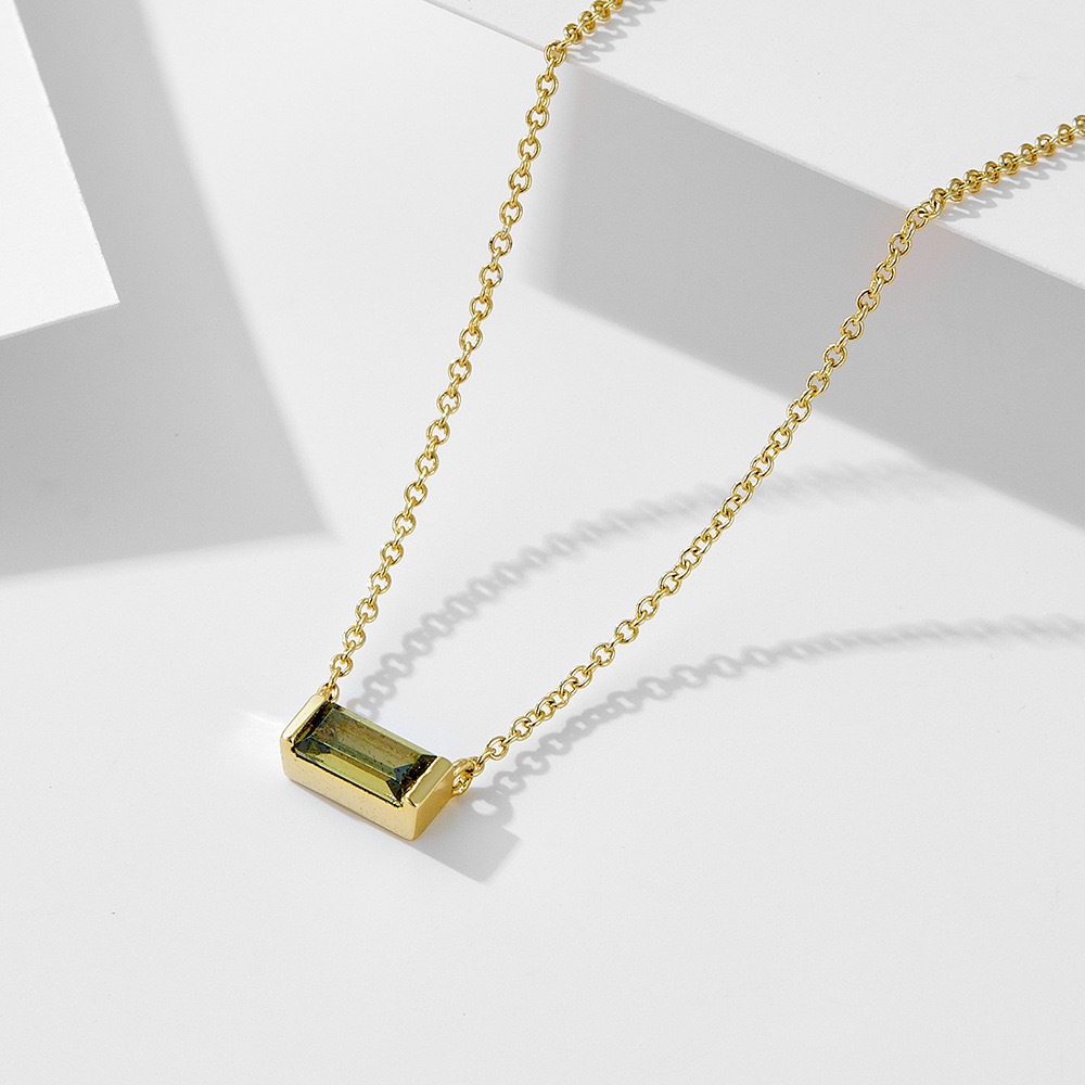 Sotiya 12 Birthstones Emerald Cut Necklace Sterling Silver-Sotiya