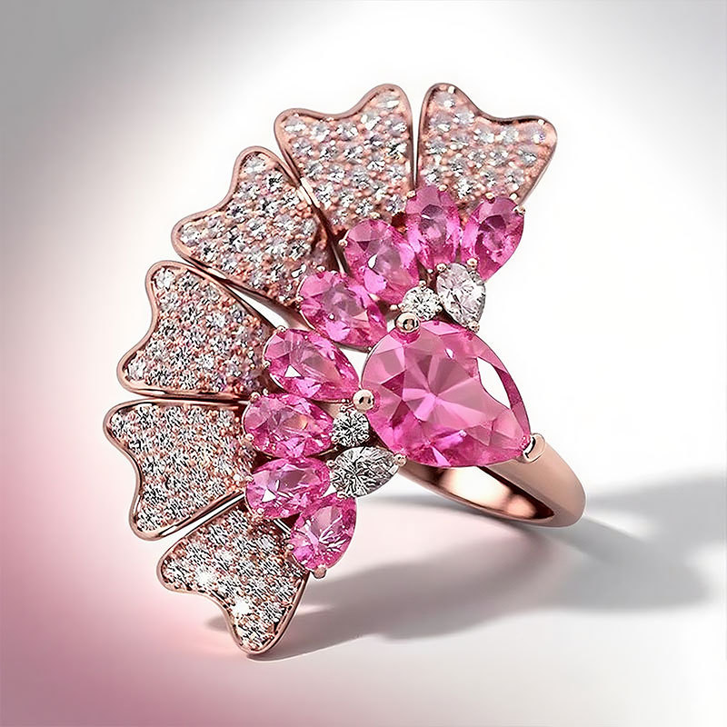 Sotiya Peacock Inspired Pear Cut Cocktail Ring Sterling Silver-Sotiya